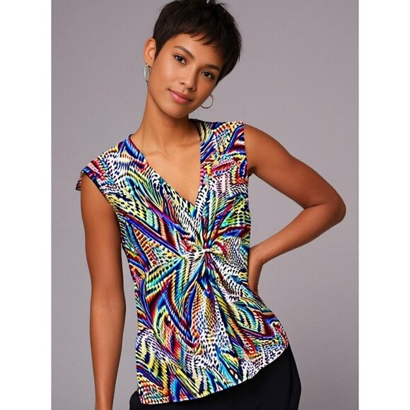 Jones Studio Tank Top PRIDE LGBTQ Women's Small SLINKY Rainbow Stretch Abstract - Picture 1 of 6